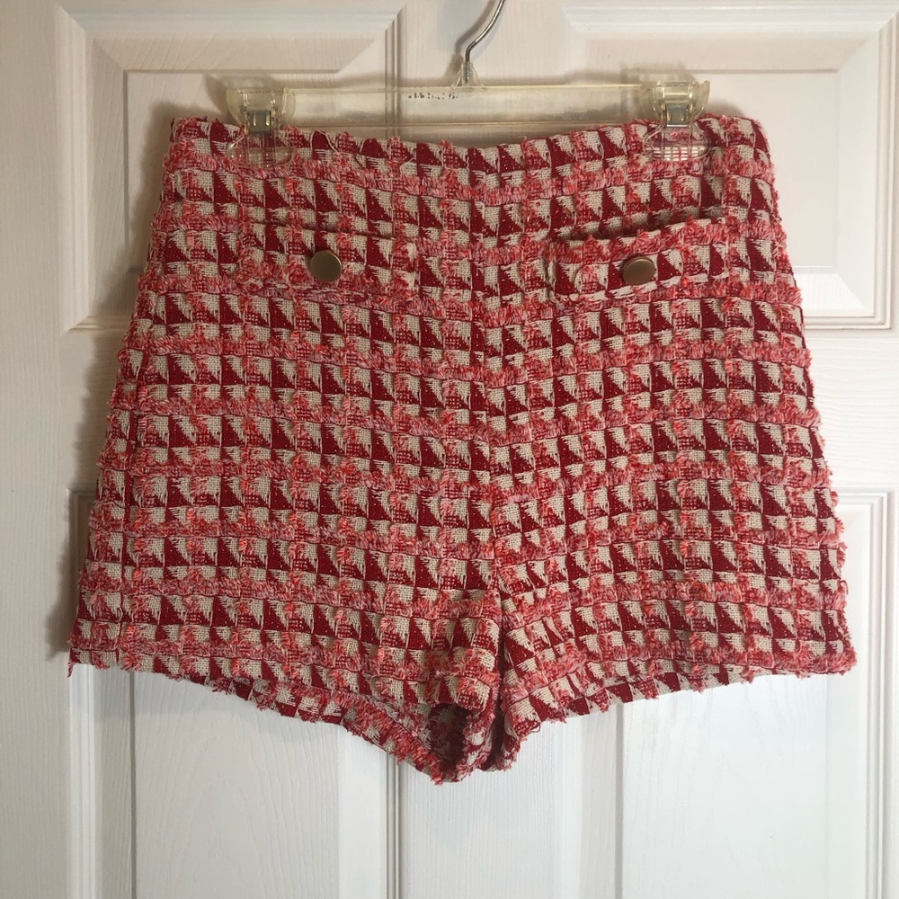 Jealous Tomato Red and White High Waist Shorts  Size Medium